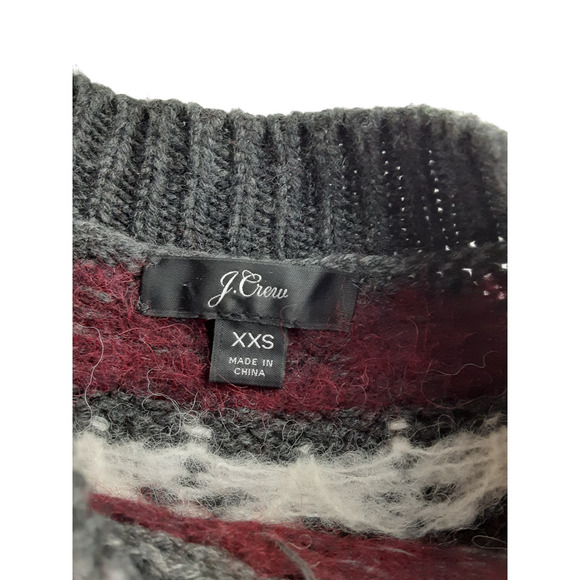 J. Crew Gray Knit Nordic Rhinestone Long Sleeve Mini Dress Wool Alpaca XXS - Picture 6 of 8